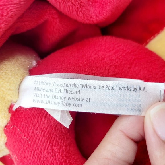 Disney Baby Red Plush Winnie the Pooh Rattle Lovey Security Blanket Infant Toy - Picture 8 of 12